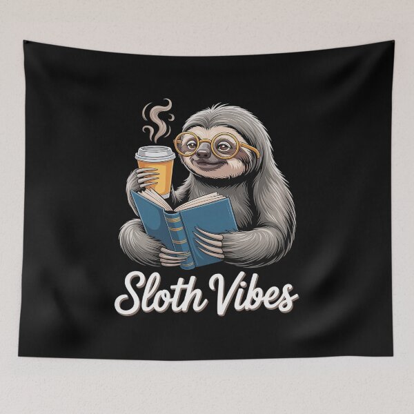 Item preview, Sloth Vibes Reading Coffee Lover Eyeglass Wearing Animal  designed and sold by FortuneFull.