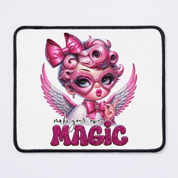 Item preview, Make Your Own Magic, Cute Pink Angel Girl Illustration designed and sold by FunnyTeeByMe.