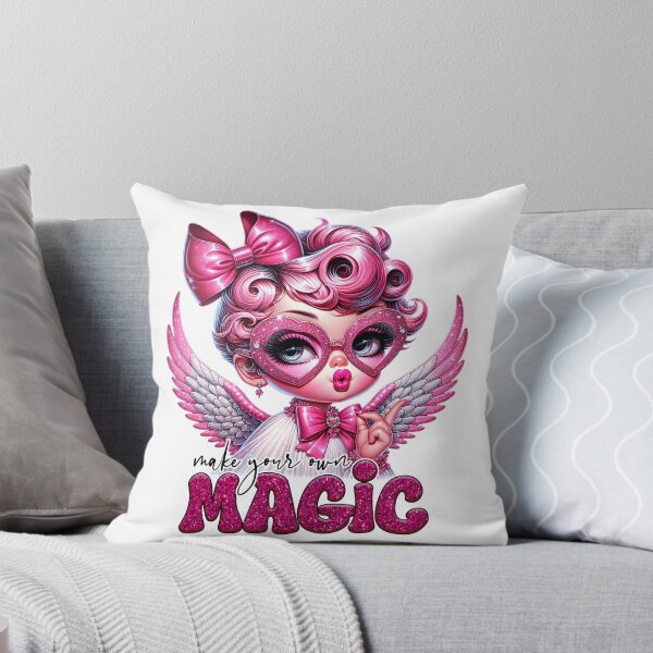 Item preview, Make Your Own Magic, Cute Pink Angel Girl Illustration designed and sold by FunnyTeeByMe.