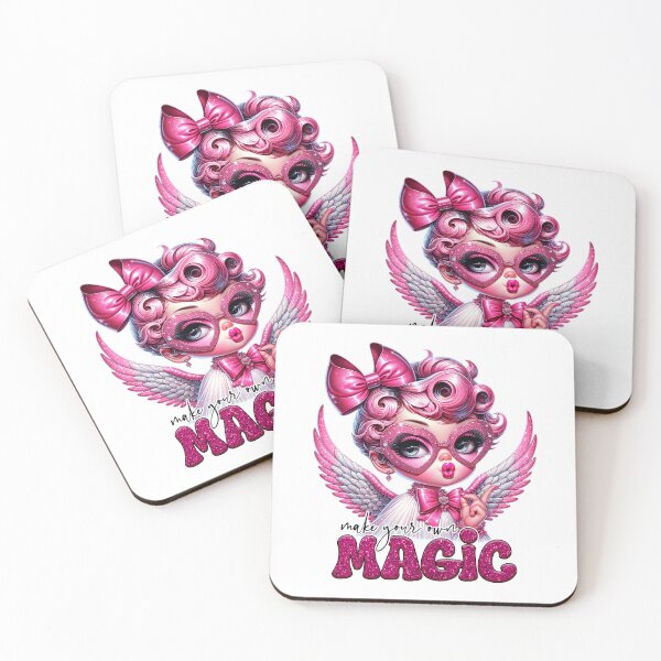 Item preview, Make Your Own Magic, Cute Pink Angel Girl Illustration designed and sold by FunnyTeeByMe.