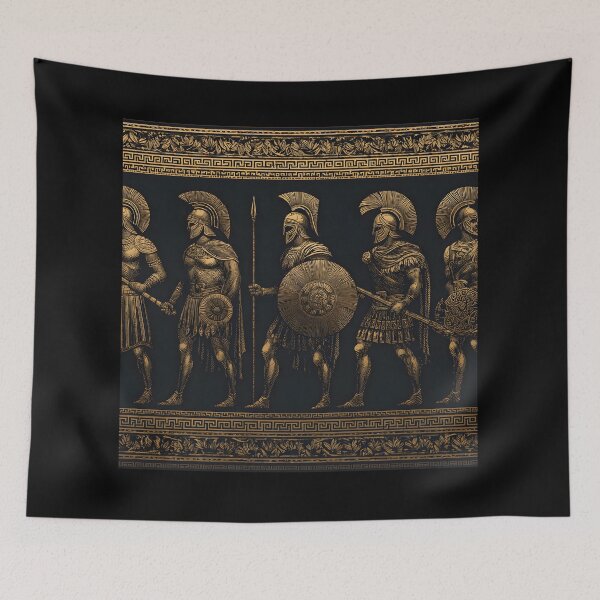 Item preview, Hellenic Battle Legends – Ancient Greek Black and Gold Pattern designed and sold by daila70.