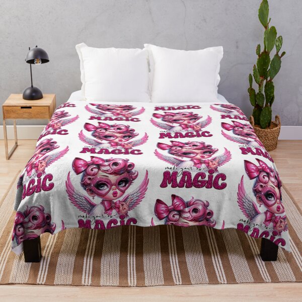 Item preview, Make Your Own Magic, Cute Pink Angel Girl Illustration designed and sold by FunnyTeeByMe.