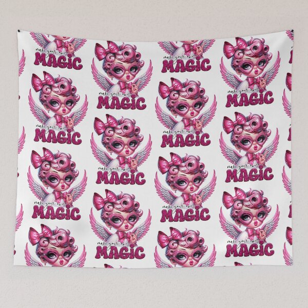 Item preview, Make Your Own Magic, Cute Pink Angel Girl Illustration designed and sold by FunnyTeeByMe.