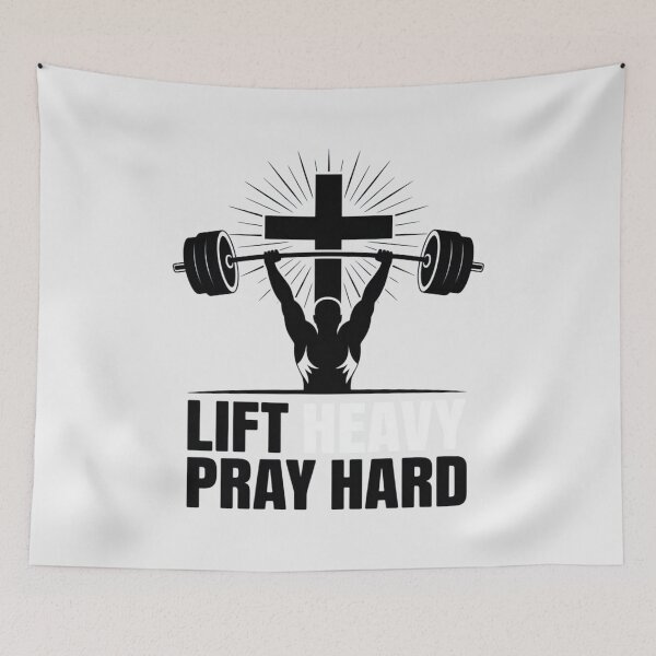 Item preview, Lift Heavy Pray Hard Gym Workout Religious Christian Faith designed and sold by HardcoreTour.