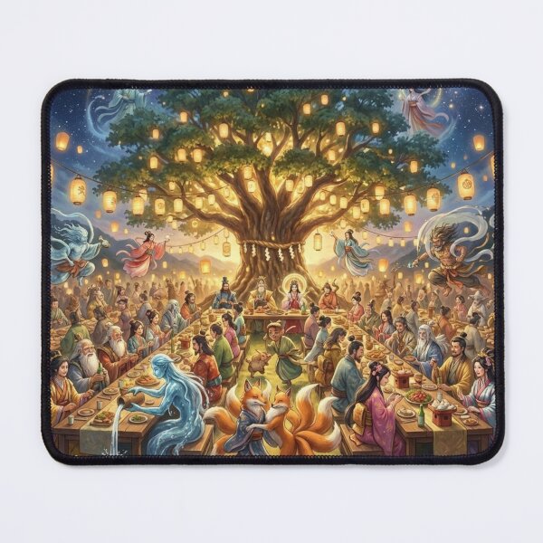 Item preview, Divine Feast Under the Sacred Tree – Japanese Mythology Celebration Art designed and sold by Mori-no-Akari.