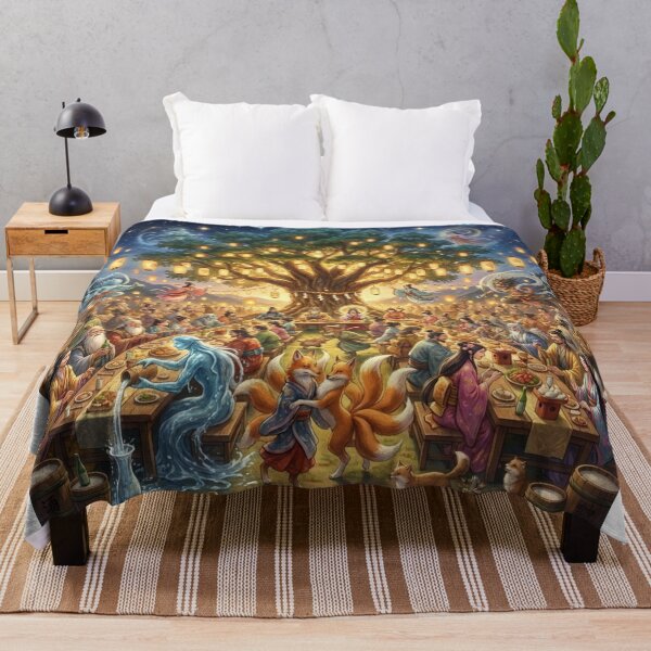 Item preview, Divine Feast Under the Sacred Tree – Japanese Mythology Celebration Art designed and sold by Mori-no-Akari.