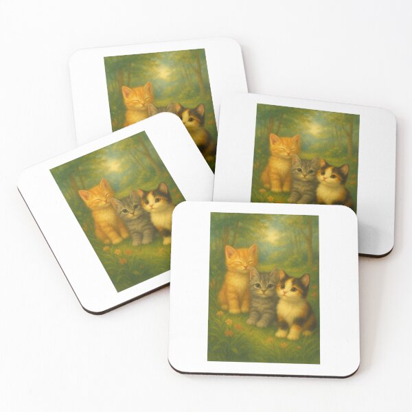 Item preview, Three kittens in an enchanted forest – Picturesque cat illustration in highest resolution designed and sold by Cleveralltag.