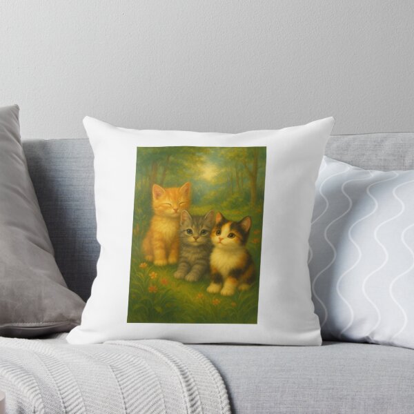 Item preview, Three kittens in an enchanted forest – Picturesque cat illustration in highest resolution designed and sold by Cleveralltag.
