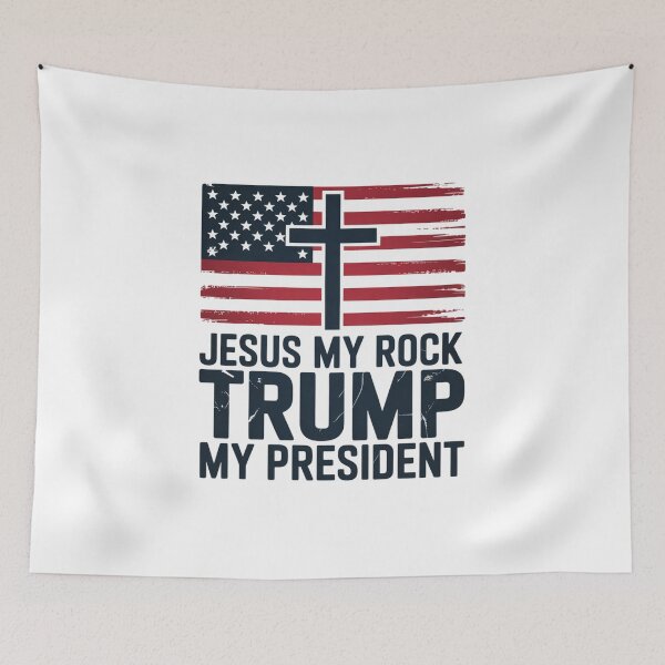 Item preview, Patriotic Jesus My Rock Trump My President For Military USA Long designed and sold by visionnen.