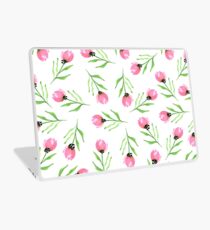 Pink tulips on white background Laptop Skin