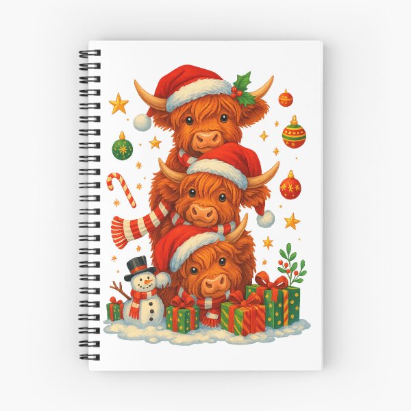 Item preview, Cute Christmas Highland Cow Stack Santa Hats designed and sold by Clinomania Art.