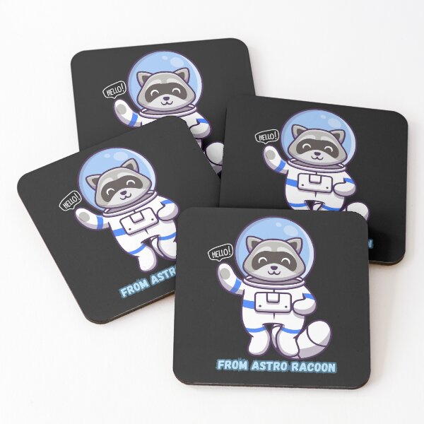 Item preview, Cute Astro Raccoon – Kawaii Space Raccoon Cartoon Saying Hello designed and sold by ConfuseLab Alt.