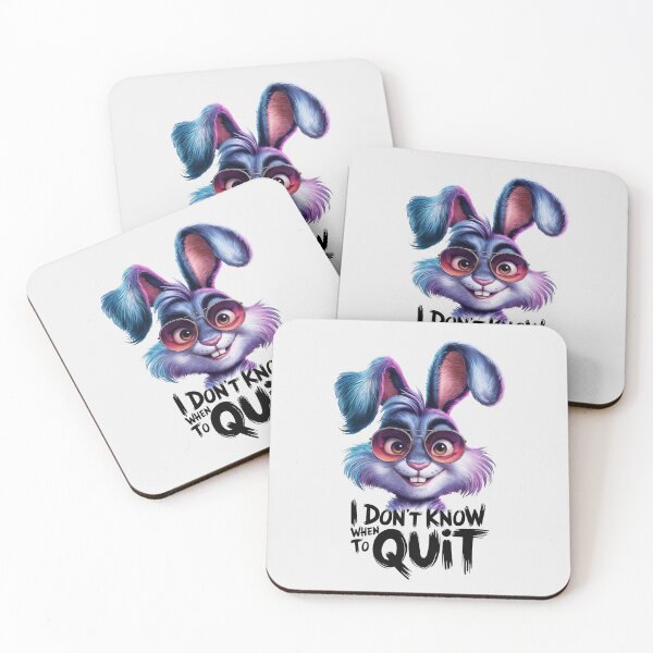 Item preview, Happy Bunny with sunglasses, I Don't Know When To Quit Quote designed and sold by SolaoLab.