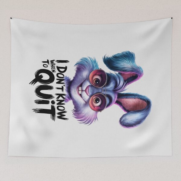 Item preview, Happy Bunny with sunglasses, I Don't Know When To Quit Quote designed and sold by SolaoLab.