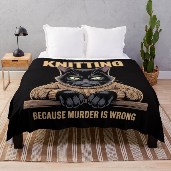 Item preview, Cat knits Knitting because murder is wrong designed and sold by Minoloinan.