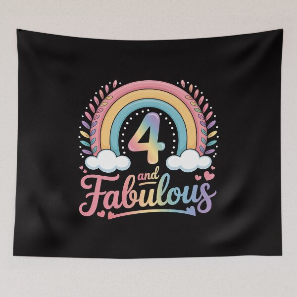 Item preview, 4 and Fabulous Rainbow Four Year Old Girls BDay designed and sold by Minoloinan.