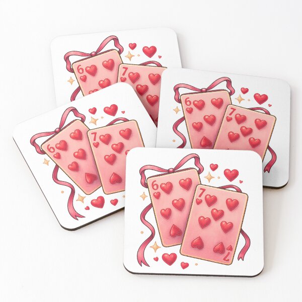 Item preview, Cute Playing Cards 6 and 7 of Hearts Coquette Bows designed and sold by Clinomania Art.