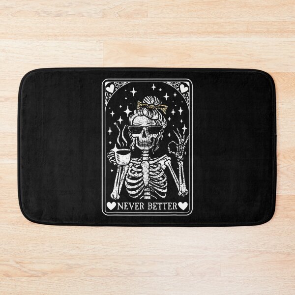 Item preview, Never Better Skeleton Messy Bun Drinking Coffee Funny Skull designed and sold by TaraLiliana.