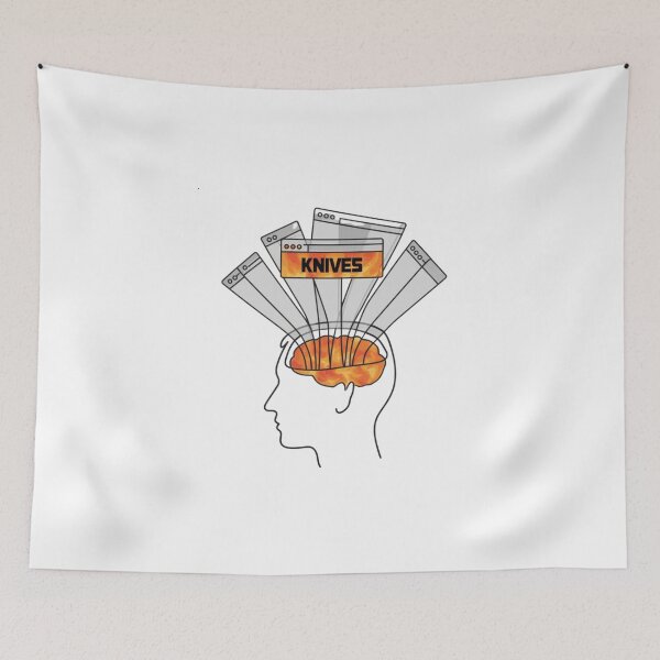 Item preview, Cutting Thoughts – Minimalist Brain distracted by knives designed and sold by w66aboo.