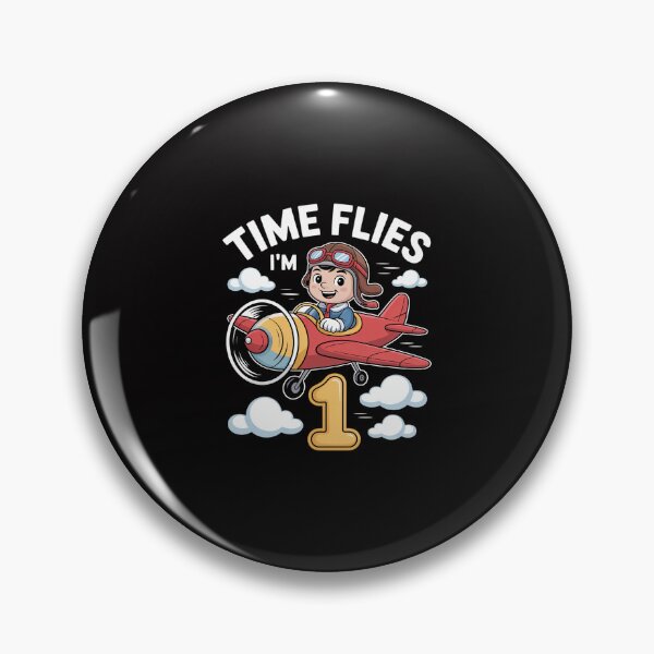 Item preview, Time Flies I'm 1 1st Birthday Airplane Pilot Flying designed and sold by Minoloinan.