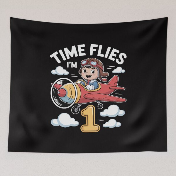 Item preview, Time Flies I'm 1 1st Birthday Airplane Pilot Flying designed and sold by Minoloinan.