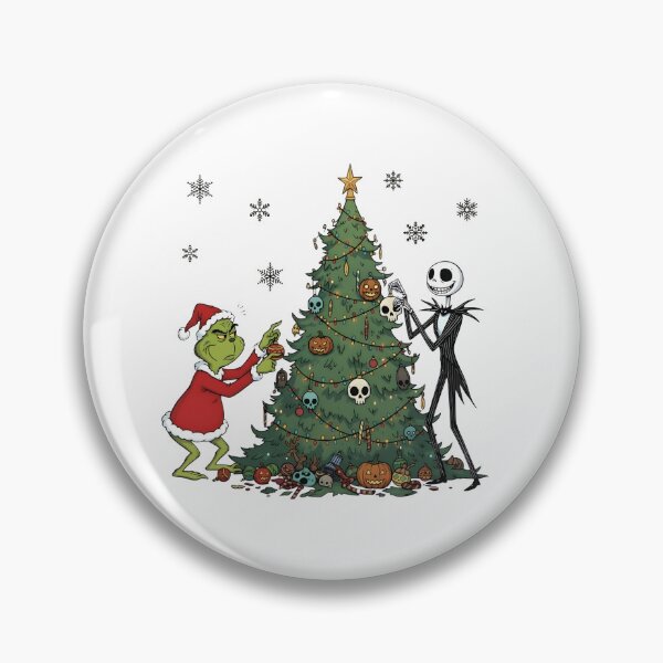 Item preview, Grinch & Jack Skellington – Spooky Christmas Tree Mashup designed and sold by IvyDesignShop.