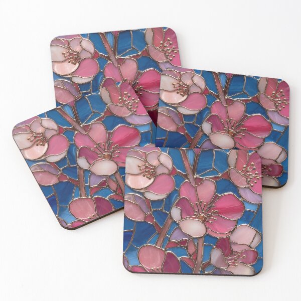 Item preview, Blue and Pink Floral Mosaic – Colorful Decorative Flower Art designed and sold by studiophie.
