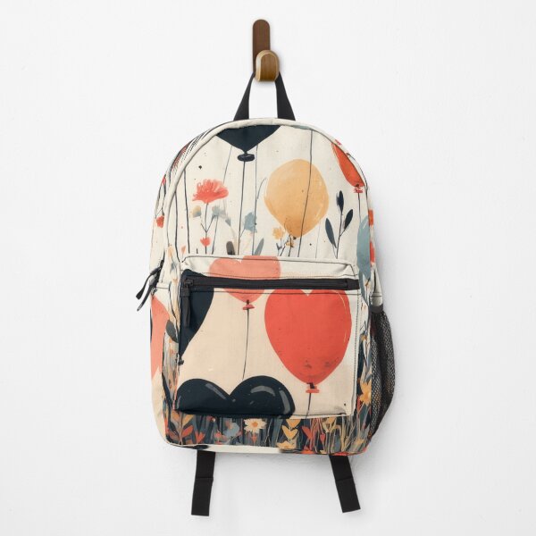 Item preview, Heart-shaped balloons over a flower meadow designed and sold by Mianku | Für das Leben.