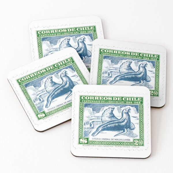Item preview, Chile Seals Blue Green Vintage Postage Stamp designed and sold by red-amber65.