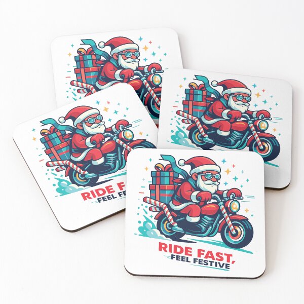 Item preview, Ride Fast, Feel Festive – Neon Moto Santa Holiday Art designed and sold by Glyph Lab.
