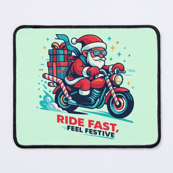 Item preview, Ride Fast, Feel Festive – Neon Moto Santa Holiday Art designed and sold by Glyph Lab.
