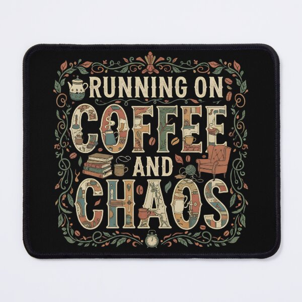 Item preview, RUNNING ON COFFEE AND CHAOS coffee lover caffein fanatic smell of fresh coffee breakfast waking up refreshing designed and sold by Jt41.