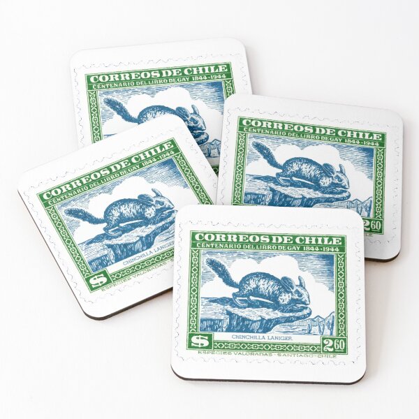 Item preview, Chile Chinchilla Blue Green Vintage Postage Stamp designed and sold by red-amber65.