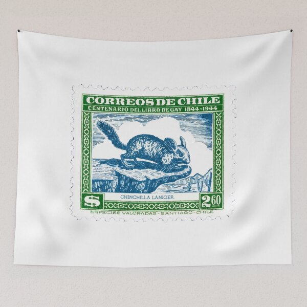 Item preview, Chile Chinchilla Blue Green Vintage Postage Stamp designed and sold by red-amber65.