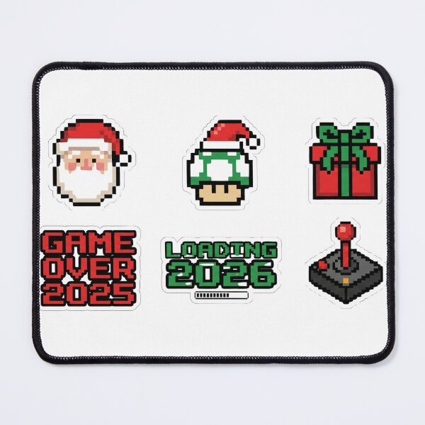 Item preview, Retro 8-Bit Gamer Christmas Sticker Pack - Loading 2026 designed and sold by BKPrintDesing.