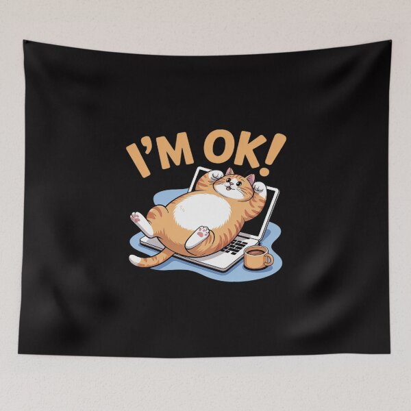 Item preview, Cat I'm OK Sad Cat Hard Work Office Employee Cool Cat designed and sold by demarioTTS.