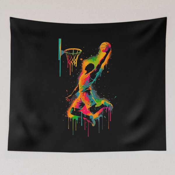 Item preview, Colorful Graffiti Basketball Player Slam Dunk Fan Hoops designed and sold by GraceShelley.