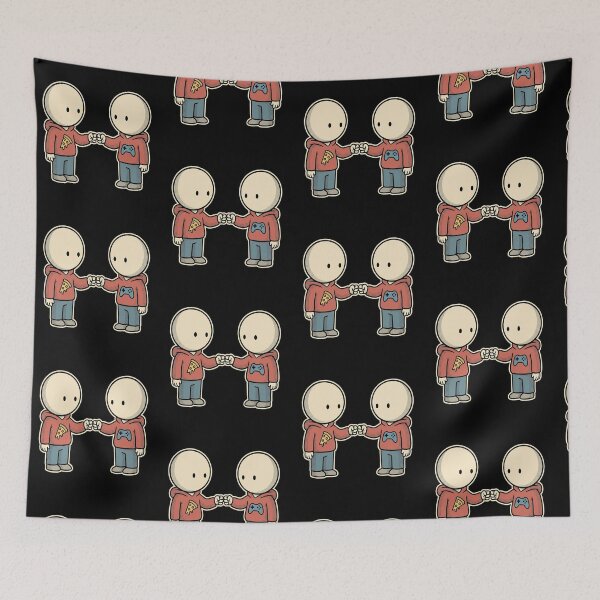 Item preview, Gamer & Pizza Lover Friends Fist Bump - Retro Cartoon Art designed and sold by MulteeverseStudio.