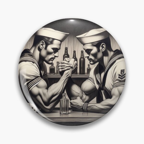 Item preview, Gay Sailors Arm Wrestling Warriors Tom of Finland Tribute Gay Pride Graphic Design designed and sold by ItsAKinkThing.