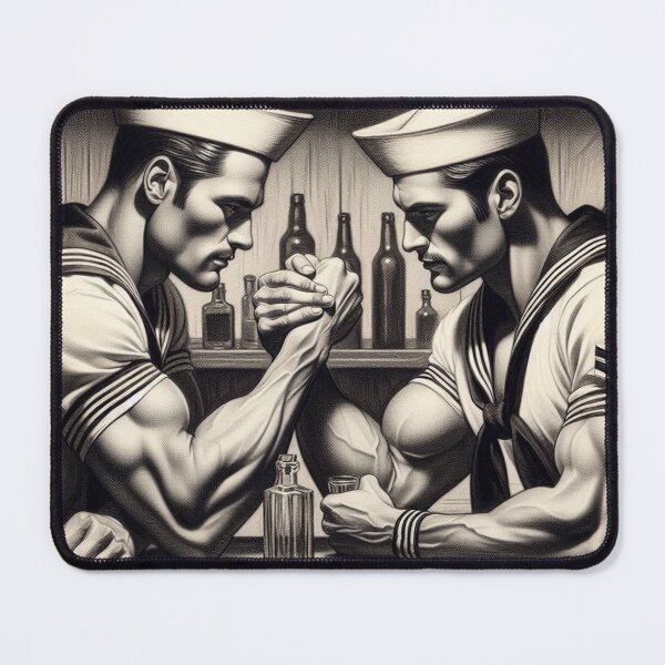 Item preview, Gay Sailors Arm Wrestling Warriors Tom of Finland Tribute Gay Pride Graphic Design designed and sold by ItsAKinkThing.