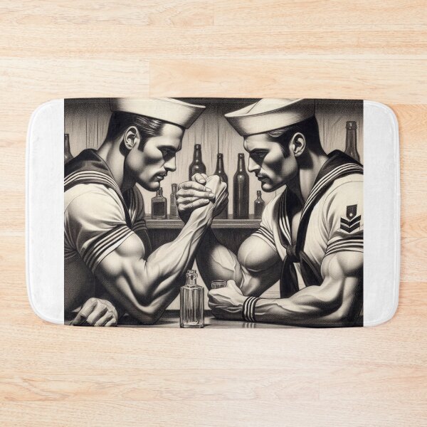 Item preview, Gay Sailors Arm Wrestling Warriors Tom of Finland Tribute Gay Pride Graphic Design designed and sold by ItsAKinkThing.