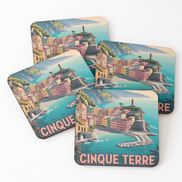 Item preview, Cinque Terre Italy Vintage Travel Poster – Coastal Wall Art designed and sold by Timeless Design.