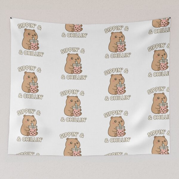 Item preview, Cute Capybara Sippin’ and Chillin’ with Boba Tea designed and sold by RetroPop23.