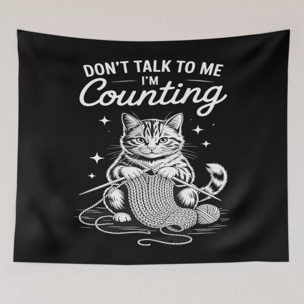 Item preview, Cute Knitting Cat Crochet Counting Folk Art Style designed and sold by TiffanyLucia.