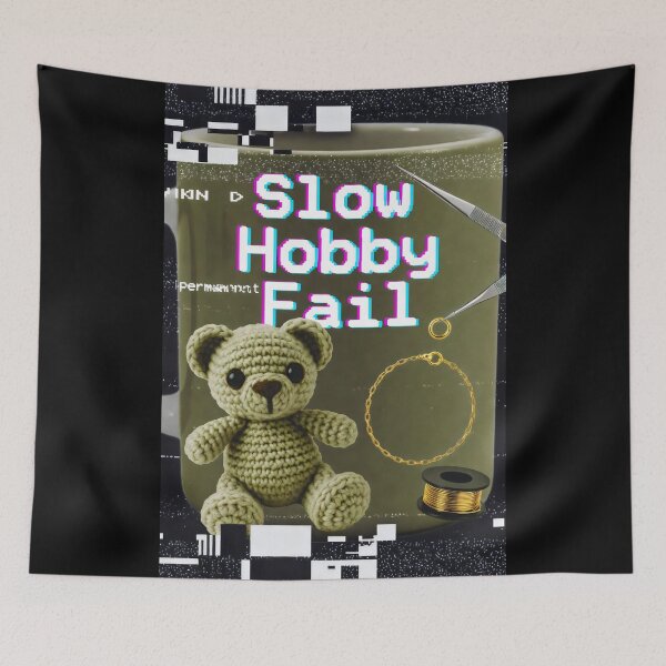 Item preview, Glitch Mug Design with “Slow Hobby Fail” and Craft Chaos Collage designed and sold by SplashTastic.