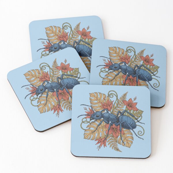 Item preview, Blue Ant With Rainforest Botanicals Illustration designed and sold by BirdsnStuff.