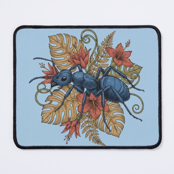 Item preview, Blue Ant With Rainforest Botanicals Illustration designed and sold by BirdsnStuff.