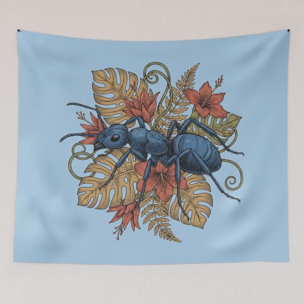 Item preview, Blue Ant With Rainforest Botanicals Illustration designed and sold by BirdsnStuff.