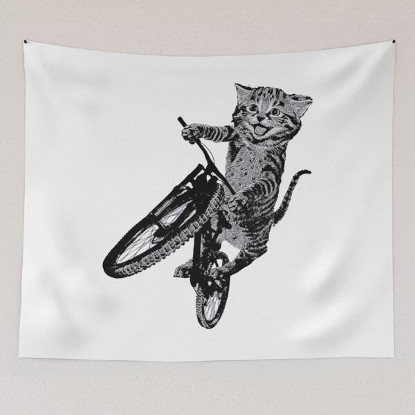 Item preview, Cat Riding Bicycle Wheelie designed and sold by SnorkleSupply.