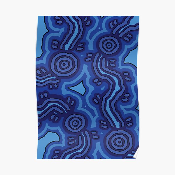 Aboriginal Art - Blue Campsites Poster